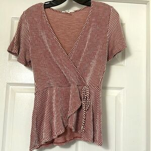 Red and white womens top